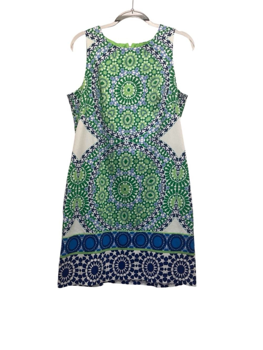 London Times Green Blue Sz 10 Mosaic
Medallion Print Sleeveless Boho Shift Dress